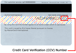 Image of credit card showing location of CCV number